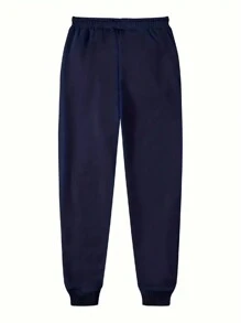 Men's New York Printed Hoodie Sportswear Set - Polyester Sportswear Set With Pocket, Long Sleeve, Loose Style, Knitted Fabric, Autumn/Winter, Slightly Elastic - 藍色 - 查看 7