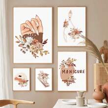 1 peça Pôsteres de arte de parede Moldura opcional Esmalte moderno para aprimoramento de unhas Salão de beleza Moda feminina Pôster Impressão de arte de parede nórdica Pintura em tela Decoração de quarto Imagem abstrata, sem moldura