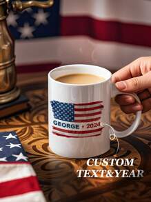1 件定制马克杯，个性化马克杯，定制咖啡杯，美国国旗风格，我会回来的，圣诞礼物，送给他的礼物，送给她的礼物