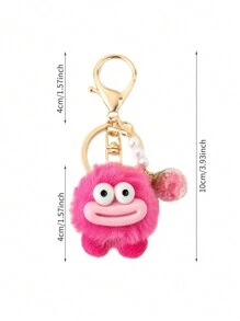 1pc Multi-Color Cute Sausage Big Mouth Plush Keychain With Faux Pearl Colorful Ball Creative Accessories, Suitable For Valentine's Day Gifts, Car Accessories, Keychain Accessories, Small Gifts Bag Charm School Cartoon Faux Pearl Goth Y2k - Multicolor - View 2