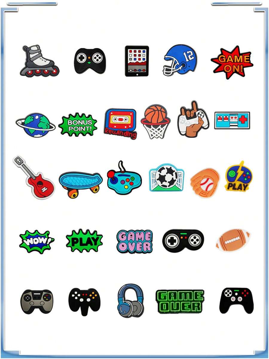 27 件游戏系列 DIY 鞋饰钥匙链凉鞋沙滩包，PVC 木屐鞋饰优质流行装饰配件圣诞节、生日、派对的绝佳礼物