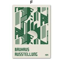 1 pièce Œuvre murale d'art moderne minimaliste aux lignes de couleur verte Bauhaus. Affiche, impression sur canevas, peinture abstraite pour la décoration du salon, sans cadre