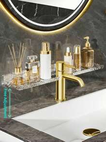 1pc Punch-Free Wall-Mounted Bathroom Storage Rack, Shower Storage Shelf,Faucet Storage Rack,Bathroom Cosmetics And Toiletries Storage Rack, Clear Wall Mounted Organizer For Bathroom Storage And No Drill Wall Mount Adhesive Shelf,Washbasin Storage Rack, Bathroom Storage Rack, Bathroom And Kitchen Storage Supplies,Traceless Adhesive Hook, Adhesive Patch Home Bathroom Decor Bathroom Organizer Summer Back To School