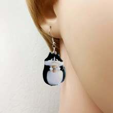 Cartoon Black Cat Coffee Cup Acrylic Earrings - Lightweight, No Electroplating, Fashionable Accessory For Everyday And Party Occasions - Ideal Gift For Family And Friends