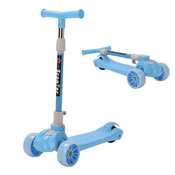 Roller, 3-Rad-Roller mit LED-Leuchträdern, höhenverstellbar, Neigungslenkung, rutschfestes Deck, 3-Rad-Roller