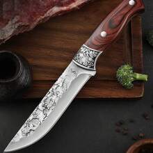 1 pezzo Coltello settore macelleria in acciaio inossidabile, coltello per rifilare le ossa per tagliare maiale, manzo e agnello, affilato, con manico in legno portatile, coltello da cucina multifunzione, accessori da cucina, adatto per cucina, picnic all'aperto, barbecue e altri scenari
