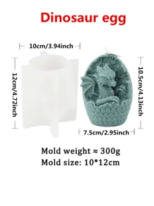 Stampo in silicone a forma di uovo di dinosauro rotto a 3D per realizzare candele, stampi per artigianato animale, strumenti per la creazione di resina, gesso e sapone fatto in casa, decorazione per la casa - Bianco - Visualizzare 2