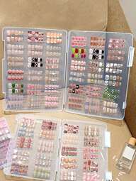 1 Set Large Transparent Nail Polish Storage Box With Double-Sided Tape, Suitable For Storing And Organizing Personal Items, Nail Art, Cosmetics, Mother's Day Gift For Mom