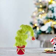 Desktop Christmas Tree, Furry Holiday Desk Ornament Home Office Decor Party Favor Present - Green - View 6