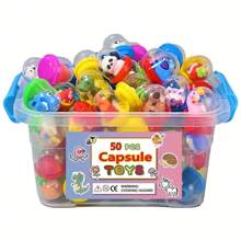 [礼品盒] 50 件塑料神秘胶囊，配有可爱娃娃 - 口香糖机胶囊散装派对礼品 - 复活节篮子填充零食、DIY 工艺品、课堂奖励 - 彩色 - 查看 8