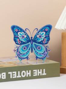 2 Pcs DIY Diamond Painting Ornaments,Diamond Painting Kit Colorful Butterfly Pet Dog, Crystal Glitter Diamond Painting Butterfly Pets, Holiday Party Desktop Decoration Supplies, Handmade Craft Art Decoration, Holiday Decoration Gifts! - Nhiều màu - Xem 3