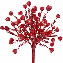 6支情人节装饰插花，心形人造树枝，适用于情人节装饰、婚礼家居装饰、派对装饰用品