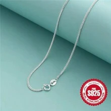 1pc 925 Sterling Silver Simple Chain Necklace, A Fashionable Jewelry Gift For Girls.