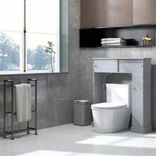 Over-The-Toilet Bathroom Storage Cabinet, Gray Finish, Stable Anti-Topping Design, Space-Saving Organizer With Adjustable Shelf For Home Restroom Decor Home Bathroom Decor Bathroom Organizer Summer Back To School - 1pc - View 1