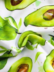 2pcs Young Girl Cute Avocado Print Ruffle Two-Piece Swimwear