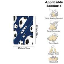 1pc Personalized Football Themed Flannel Blanket, Customized Soft And Warm Throw Blanket For Sofa, Bed, Office, Camping, Travel, A Memorable Gift For Family And Friends - Blue - View 9