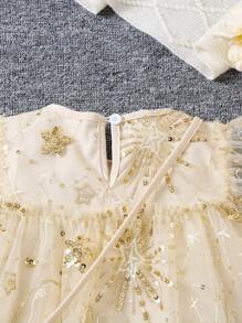 Young Girl High-End Beaded Embroidery Fashion Princess Dress With Crossed Bag And Ruffle Sleeves, Summer