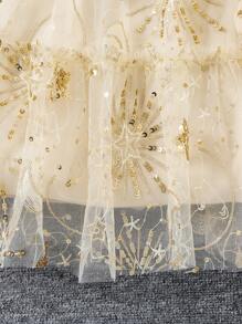 Young Girl High-End Beaded Embroidery Fashion Princess Dress With Crossed Bag And Ruffle Sleeves, Summer