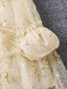 Young Girl High-End Beaded Embroidery Fashion Princess Dress With Crossed Bag And Ruffle Sleeves, Summer