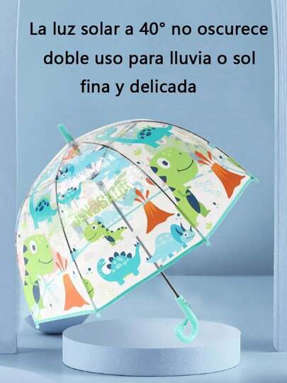 Cuatro colores paraguas con patrón de dibujos animados paraguas transparente con asa patrón largo de dibujos animados personajes animados paraguas semiautomático con 8 soportes para todas las estaciones paraguas universal apertura automática cierre manual patrón a su elección