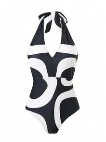 2024 New Vintage Modest One-Piece Swimsuit & Maxi Skirt 2 Pieces Set, Suitable For Spa/Pool - Multicolor - View 4