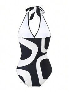 2024 New Vintage Modest One-Piece Swimsuit & Maxi Skirt 2 Pieces Set, Suitable For Spa/Pool - Multicolor - View 5