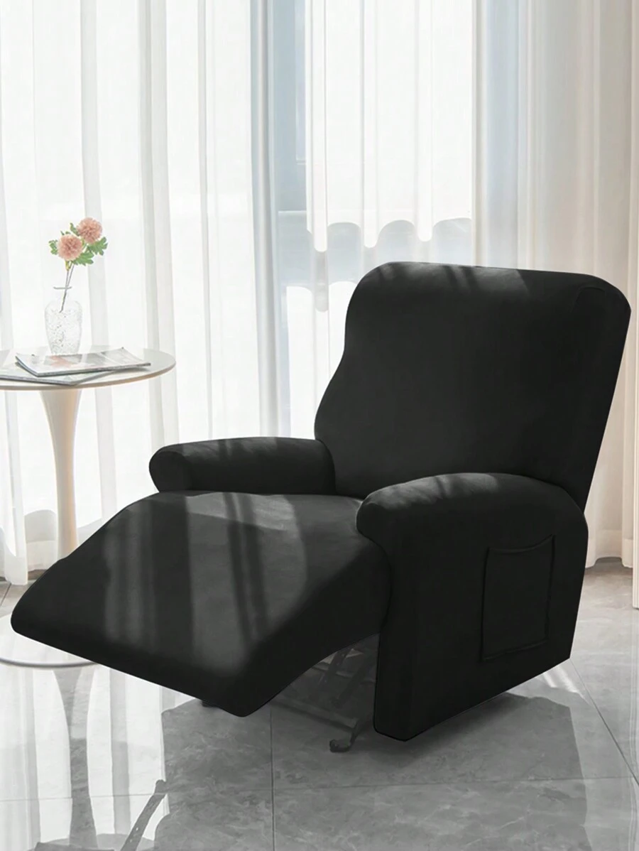 Milk Silk Solid Stretch Universal Sofa Cover Set, Modern Simple Home Living Room Bedroom Massage Chair Cover, Dust Proof, Dirt Resistant, Anti-Cat Scratch - Black - View 1