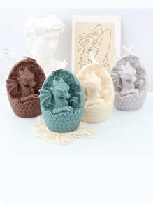 Stampo in silicone a forma di uovo di dinosauro rotto a 3D per realizzare candele, stampi per artigianato animale, strumenti per la creazione di resina, gesso e sapone fatto in casa, decorazione per la casa - Bianco - Visualizzare 1