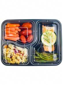 10/20/50 件带盖餐食准备容器，3 格可重复使用食品储存容器分隔塑料便当盒午餐盒外带盒，食品容器，午餐盒，可堆叠，便当盒，微波炉 - 彩色 - 查看 2