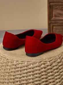 WHDXY Sepatu Kerja Wanita Model Slip-On Ujung Lancip Warna Polos, Nyaman untuk Kantor/Perjalanan, Sepanjang Musim - Merah - View 6