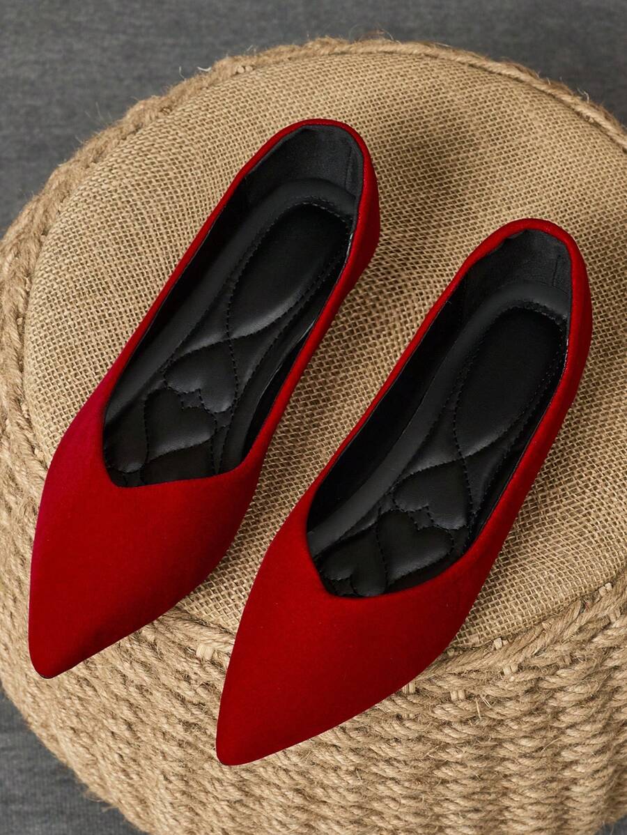 WHDXY Sepatu Kerja Wanita Model Slip-On Ujung Lancip Warna Polos, Nyaman untuk Kantor/Perjalanan, Sepanjang Musim