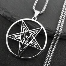 Large Talisman Baphomet Stainless Steel Necklace Goth Pagan Pentagram For Men Satan Gothic Goat Jewelry Satan Amulet - Multicolor - View 2