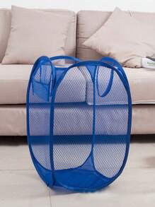 1pc Foldable Hamper With Side Pocket, Large Capacity Laundry Basket