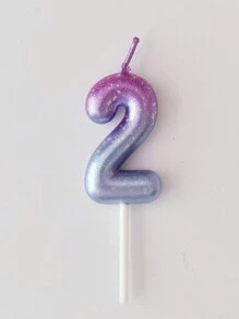 1pc Purple & Blue Galaxy Space Gradient Digital 0-9 Candle, Creative Romantic Party Dreamlike Gradient Candles