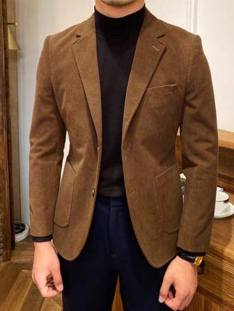 New Corduroy Suit Jacket Men, British Style High-End Single Suit