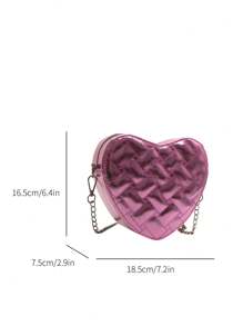 Valentine's Day Gift Fashionable Solid Color Embroidered Grid Embossed Heart Shaped Shoulder Crossbody Bag