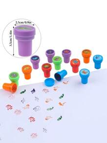 10 件卡通什锦印章自印儿童学习印章适用于生日派对礼物、圣诞礼物、儿童工艺品、学校奖品、DIY 绘画、返校礼物