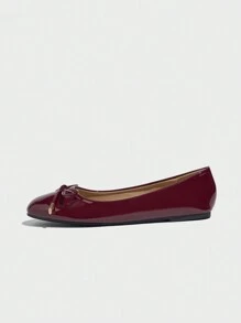 Women's Round Toe Stable And Comfortable Ballet Flats, Red Anika, Suitable For Vacation, Travel And Driving