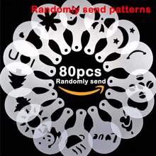 16/32/80pcs/ Randomly Sent Patterns, Coffee Art Template Set - Cappuccino And Latte Foam Decorative Template, Easy To Clean Plastic Mold, Suitable For DIY Drinks And Cake Design, Perfect For Home Baristas Back To School