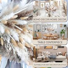 Winter Warmly Decor, 222/181/151/123/107PCS Dried Pampas Grass Bouquet  , Including Pompas Floral, Reed Dried Grass And Bunny Tails Dried Flowers, Luxury For Boho Decor Wedding, Home Decoration