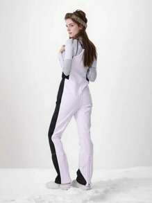 1 buc pantaloni de schi slim-fit pentru femei de iarnă, elastici în patru direcții, pantaloni de snowboard și schi pentru îmbrăcăminte de iarnă pentru femei, pantaloni sport pentru femei, salopetă de schi în iber, echipament de schi, îmbrăcăminte pentru vreme rece, salopetă de schi funcțională, echipament de zăpadă durabil. Pantaloni de trening, salopetă de schi