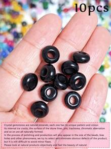 10 件大孔宝石珠 5x10 毫米天然虎眼石、天然蓝点石、天然点石、天然黄玉、天然粉水晶、合成白绿松石、合成蓝绿松石、合成蛋白石、散装天然石珠适用于女孩/女士/妇女/女儿 DIY 配件用于制作珠宝手链、钥匙扣、发珠、手机链、项链 - 大孔珠 - 查看 17