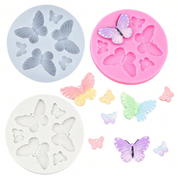 Molde de silicone em formato de borboleta de tamanhos variados, adequado para fazer velas perfumadas, sabonetes, artesanatos DIY, presentes para deixar o quarto mais aconchegante