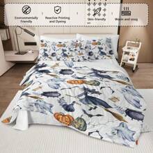 8 Pieces Halloween Comforter Set, Witch Pattern Bed In A Bag Bedding With Comforter Sheet Sham - 1 Comforter, 2 Pillow Shams, 1 Flat Sheet, 1 Fitted Sheet, 1 Cushion Cover, 2 Pillowcases Queen Size
