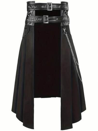 تنورة رجالية من سلسلة الماحي المستوحاة من الروك المظلم الجديد ، مناسبة للأداء على المسرح وأزياء هالوين