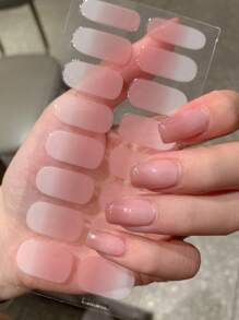 1片装新款渐变色美甲贴纸，全甲贴合，防水可撕式美甲贴纸，女士适用，易于使用，适合节日装饰、派对、生日礼物等美甲场合。 - 淺粉色 - 查看 5