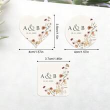 Elegante, op maat gemaakte bloemenstickers voor bruiloften - Gepersonaliseerde naamlabels voor het toevoegen van namen en data aan bedankjes, uitnodigingen en cadeauverpakkingen, waardoor de romantiek van uw evenementdecoratie wordt vergroot