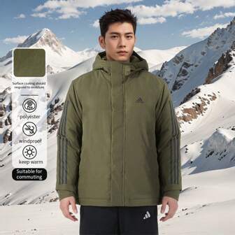 Adidas Men's 3S HOODED JKT 80% Down & 20% Feather Sports Down Jacket, IP2535