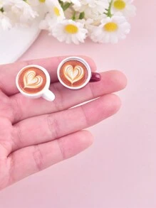 10pcs/Pack Mix Color Heart Coffee Cup Resin Charms Pendant For Women DIY Jewelry Making
