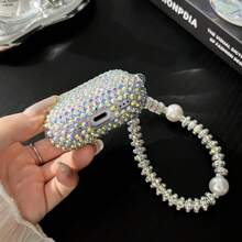 Rhinestone New Luxury Rhinestone Earphone Case With Chain Strap, Compatible With AirPods 1/2, AirPods Pro, AirPods 3, AirPods Pro 2 Bluetooth Wireless Earphones Protective Cover